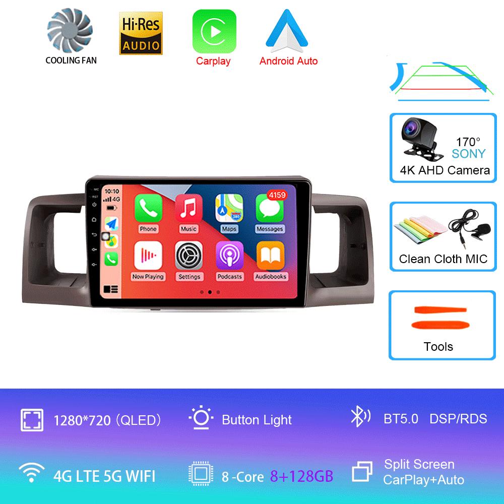 For Toyota Corolla E120 2000 - 2004 Car Radio Android 14 Carplay Multimedia Navigation Video DVD Autoradio Stereo 2din 4G+wifi