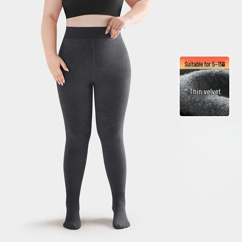 Warm Seamless High-Waisted Footed Leggings for Plus Size Women and Girls - Non-Slip Autumn/Winter