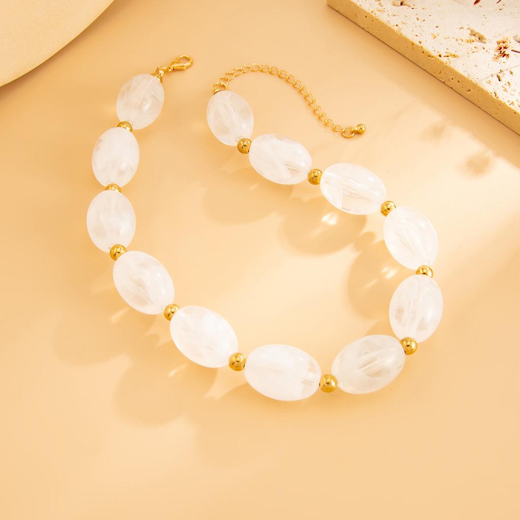 Vintage Resin Beads Choker Necklace for Women Jewelry Party Gift