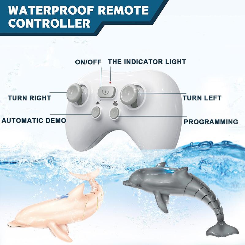 Rc Dolphin Whale Spray Water Light Shark Toy Remote Controlled Boat Ship Submarine Robots Fish Electric Toys for Kids Xmas Gifts
