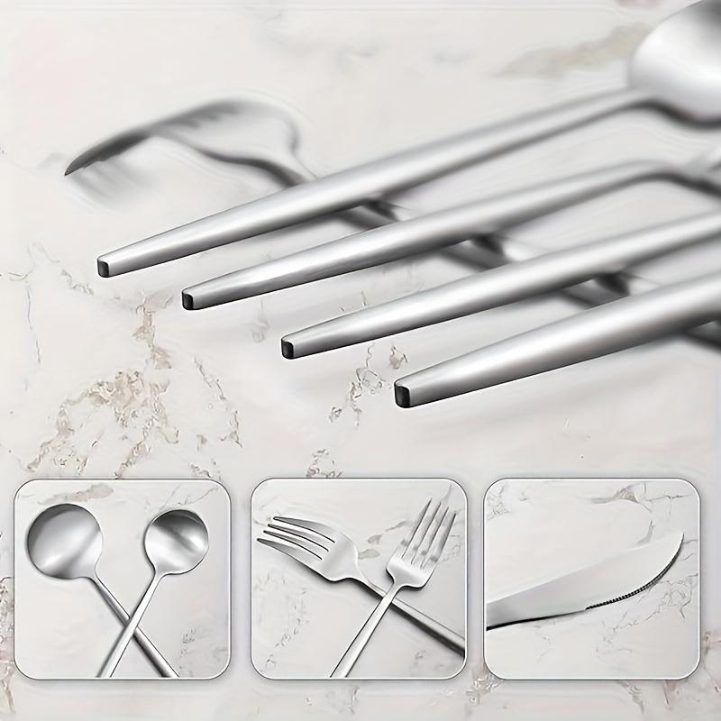 Matte Silverware Set for 6,matte Gold Cutlery Set with Gift Box,fork Spoon Knife Flatware Set