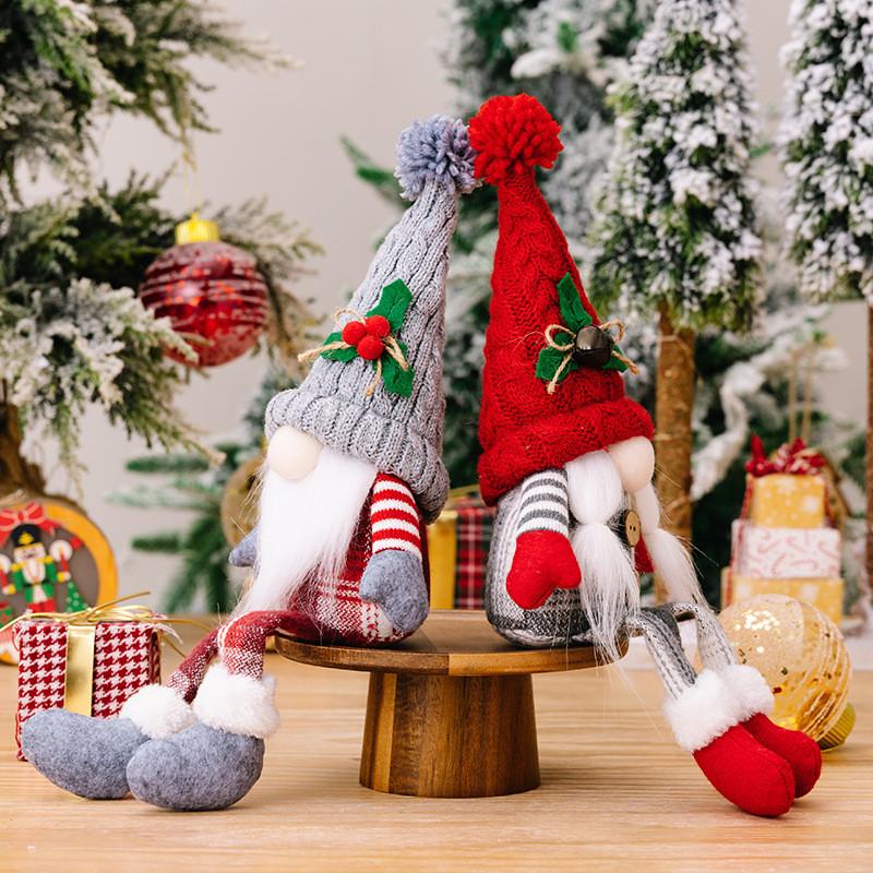 Adorable Nordic Style Christmas Decoration Rudolf Faceless Doll With Knit Cap