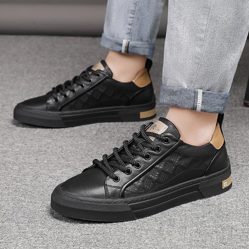 Mode Herren Board Schuhe aus echtem Leder Hohe Qualität und vielseitige weiße Stile Freizeit Outdoor Sport Täglich Jugendlicher Erwachsener Büro Schuhe