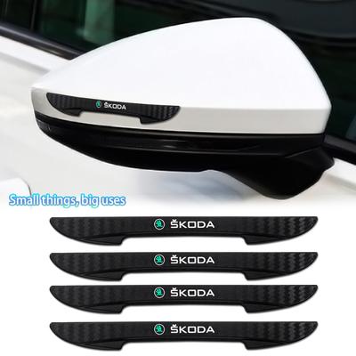 4PCS Car Emblem Door Edge Anti-collision Bumper Strip Protect Stickers FOR Octavia Rapid Fabia S Logo A7 Superb KAMIQ Knfg14