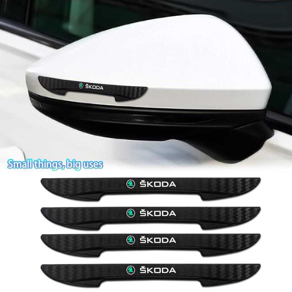 4PCS Car Emblem Door Edge Anti-collision Bumper Strip Protect Stickers FOR Skoda Octavia Rapid Fabia S Logo A7 Superb KAMIQ