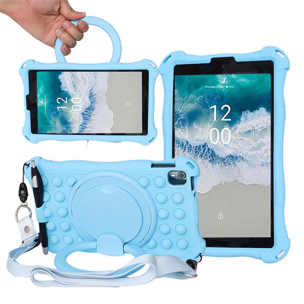 Pro Nokia T10 2025 Pouzdro 8palcové Měkké Bublinkové Silikonové Bezpečné pro Děti Kryt na Tablet Pro Nokia T10 360 Stupňů Otočný Stojan Funda