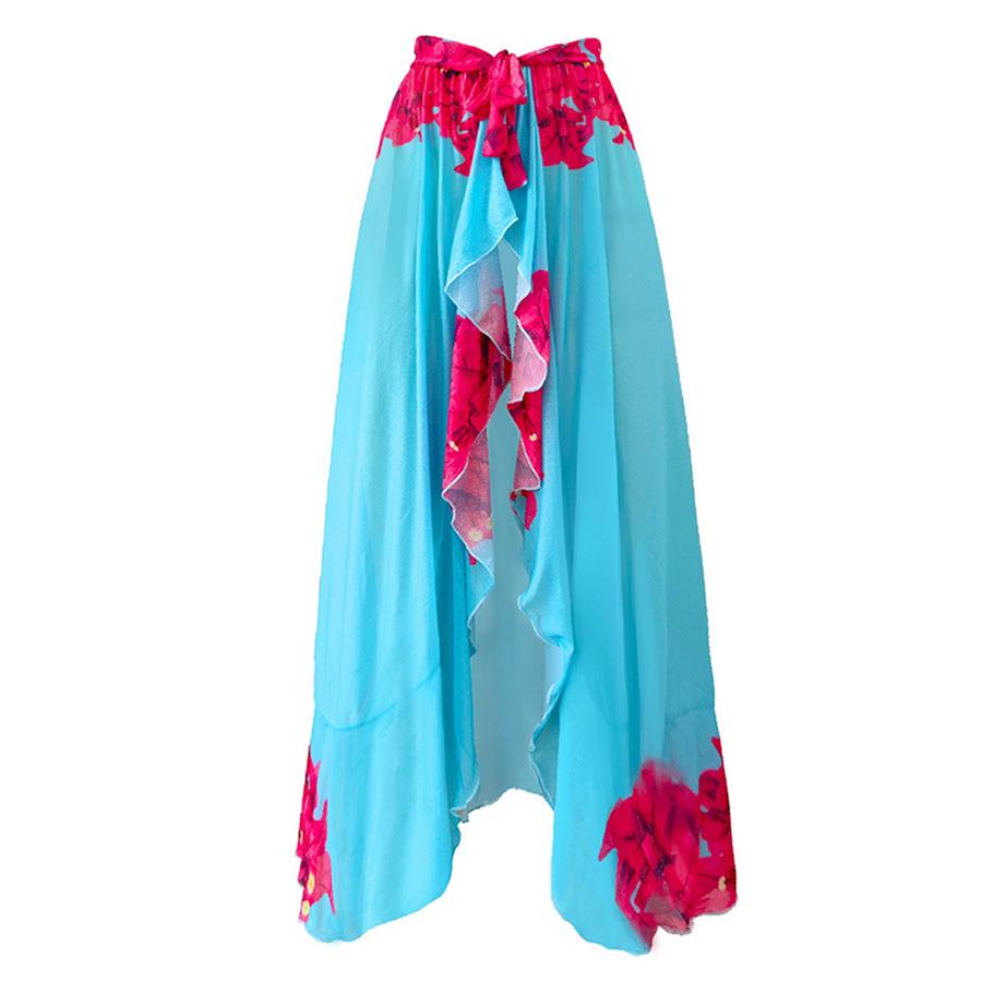 

Европейская и американская праздничная пляжная юбка с цветочным принтом 22087195 Small небесно-голубой