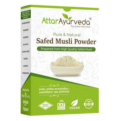 Attar Ayurveda Safed Musli Powder 100 G Pure Herbal Powder For Energy Stamina Vitality Support Daily Wellness No Preservatives