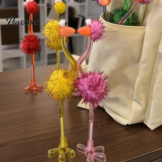 Premi Divertenti per la Classe, Penne a Sfera in Plastica con Struzzo Cartone Animato, Penna Divertente Autoportante, Punta da 0.5mm, Giocattoli Creativi da Scrivania, Scrittura Peluche