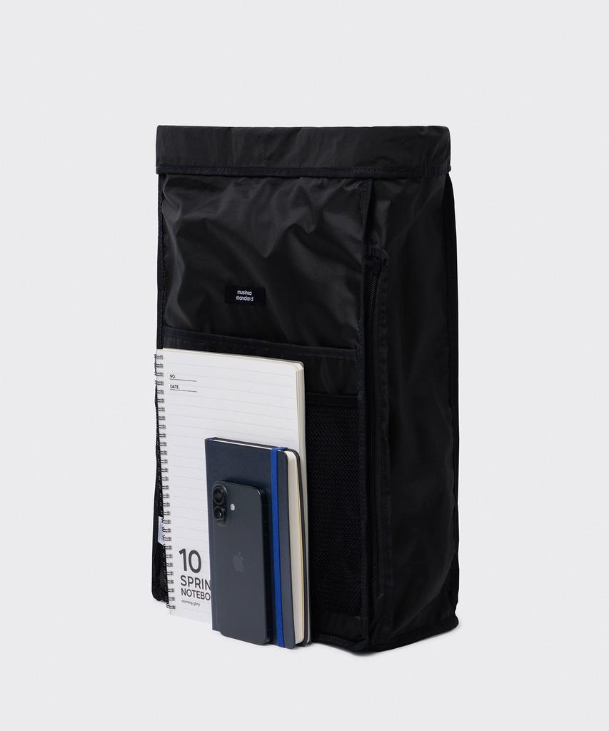 Musinsa Standard Ripstop Mesh Pocket Drawstring Backpack [Black]