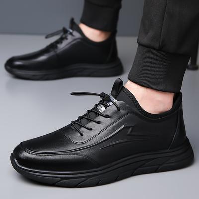 Fashion Trend Genuine Leather Men's Sneakers Designer Cowhide Breathable Soft-soled Board Shoes for Men Black Sport Casual Shoes