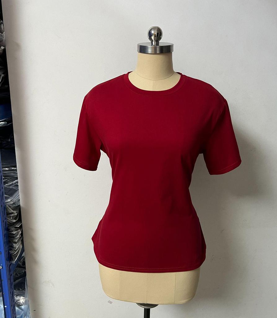 Women's Solid Color Cinched Waist Round Neck Cotton T-Shirt – Casual Short Sleeve Top (2026)