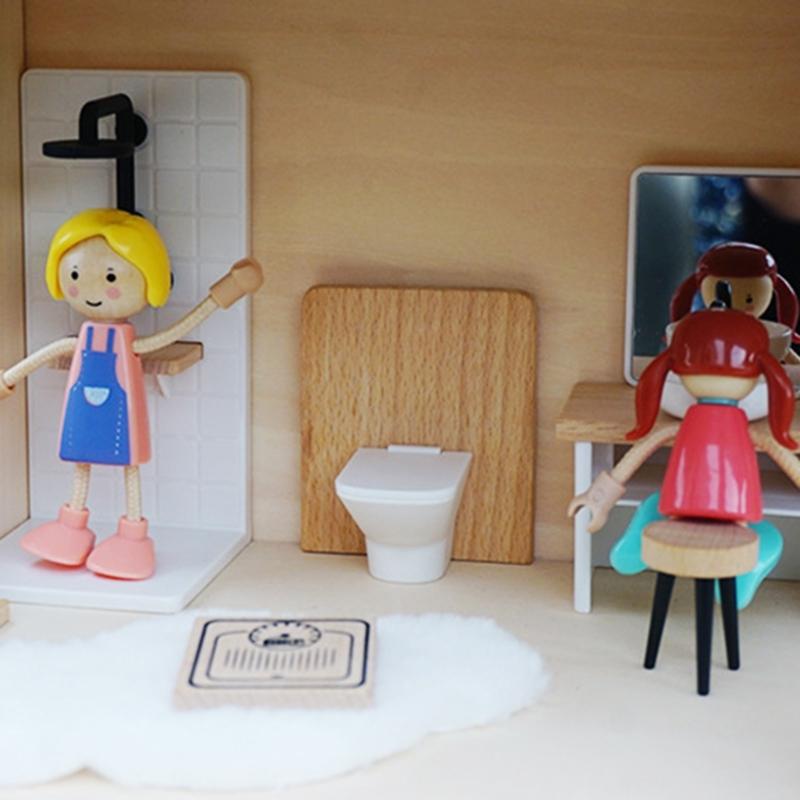 Realistic Bathroom Set Includes Sink Toilet Bathtub And Faucet Figure For 1:12 Doll House Decoration Kids Pretend Play