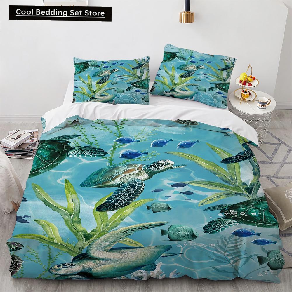 3D Octopus Duvet Cover King Queen Size Cute Cartoon Ocean Animal Bedding Set for Kids Teens Sealife 2/3pcs Polyester Quilt Cover