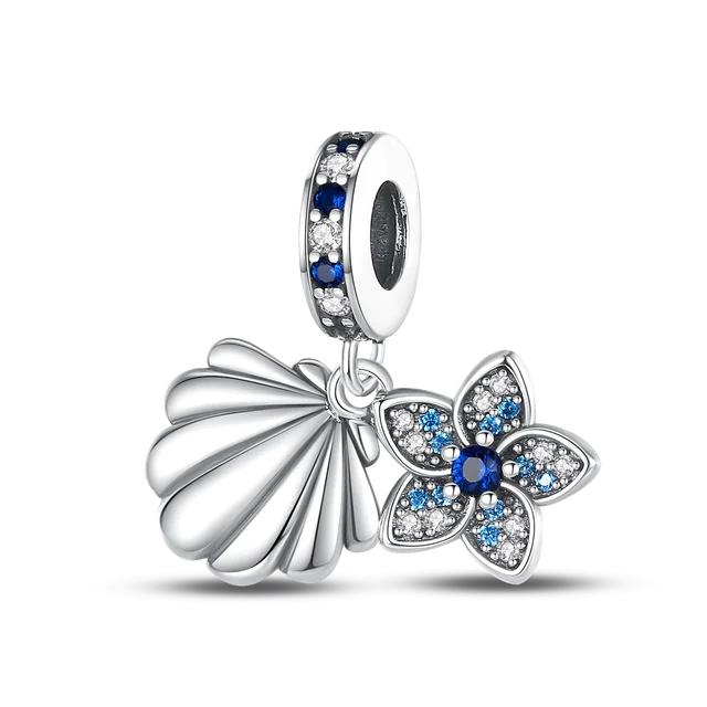FitNew Original Bracelets 100% 925 Sterling Silver Oecan Blue Sea Turtle Starfish Mermaid Charms Beads DIY Jewelry Making