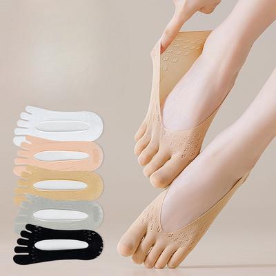 Five-finger Socks, Women's Shallow Mouth Invisible Boat Socks, Anti-slip and Non-dropping, and Antibacterial and Deodorizing Mesh Socks