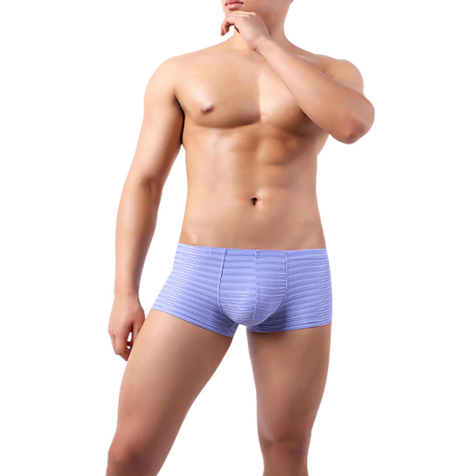 

Мужские однотонные полосатые боксеры, мужское нижнее белье, дышащие мягкие трусы XL небесно-голубой