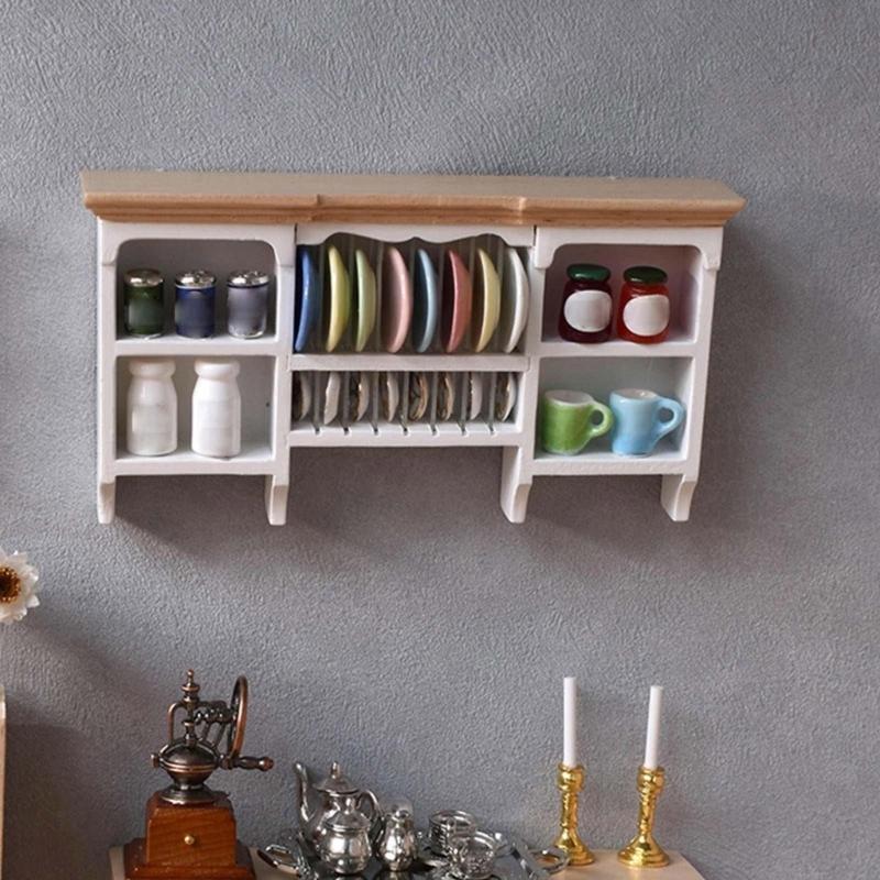 Display Shelf Miniature Display for 1:12 Scale Dollhouses, Perfect for Pretend Play and Display Realistic Wood Furniture
