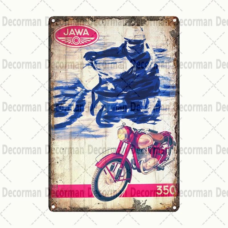 [ DecorMan]  JAWA BSA Motor Kovové Znamení Plakáty Vintage Malba Vlastní Klubová Dekorace LTA-1704 vintage dekor