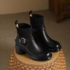 Fashion Booties Elegant With Medium Heels Sock Woman Short Shoes Soft Fleece-Lined Warm Hot Goth On Offer Chic Pu Ankle Boots for Women