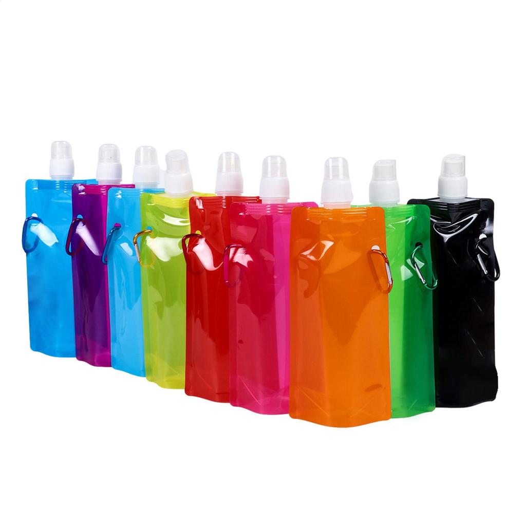 480ML Portable Foldable Silicone Folding Water Bottle Water Bag Outdoor Sport Supplies Hiking Camping Soft Flask Bag
