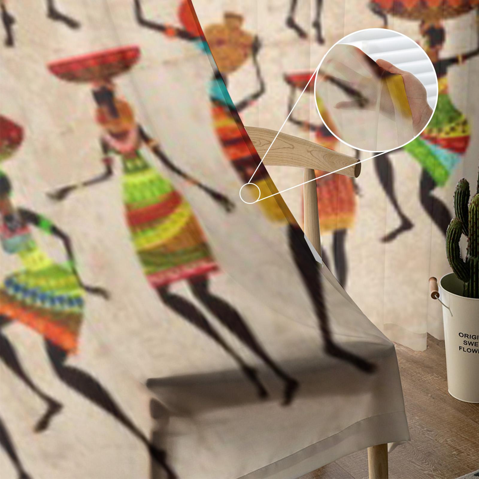 Ретро Красивые Африканские Женщины Шифоновые Прозрачные Шторы Для Гостиной Спальни Кухни — фото 4