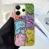 Cherry Bow Multiple Cats Phone Case for Xiaomi Redmi 14C 13C 13T 14T A5 A4 A3 Note 14 13 Pro Poco X5 Shell Silicone Back Cover
