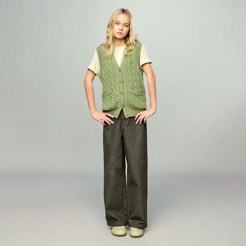 ELLE KIDS Girls' V-Neck Cable Knit Vest