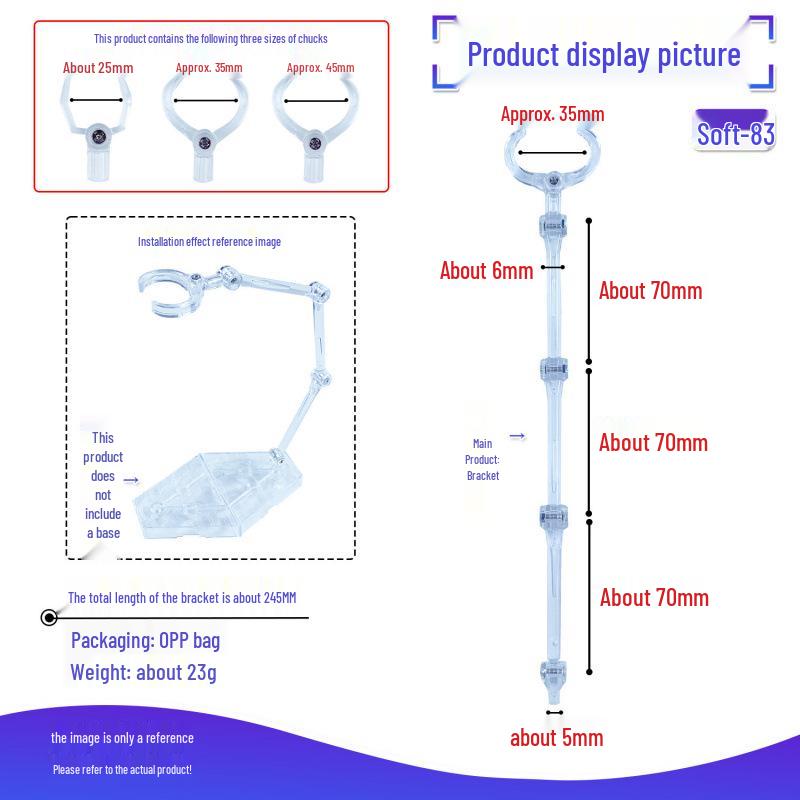 Transparent Adjustable Figure Stand with Waist Support - Multiple Sizes