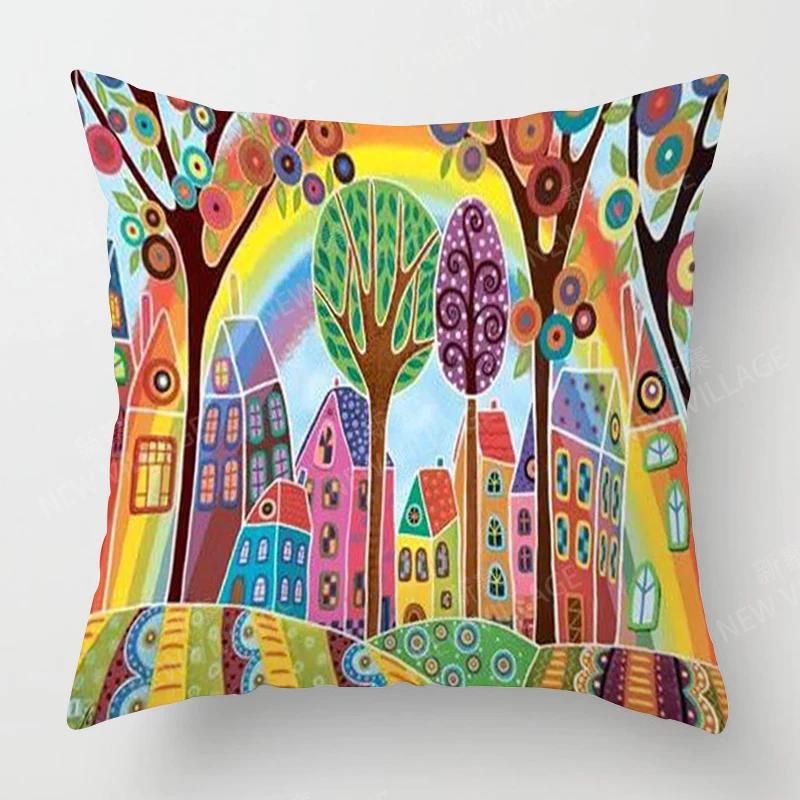 Home Living Room Decoration Cushion Covers Vintage Oil Painting Style Throw Pillow Cover45*45 Pillowcase 40x40cm 50x50 45x45