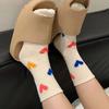 Fashion Versatile Love Color Matching Medium Tube Socks Retro Thick Line Three-Dimensional Love Girl Stacking Socks