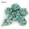 7 Pcs Silver Green Hand Skull Head Metal Dice Hollow Metal Polyhedral Dice Set Suitable for Role-Playing RPG Board  Card Game