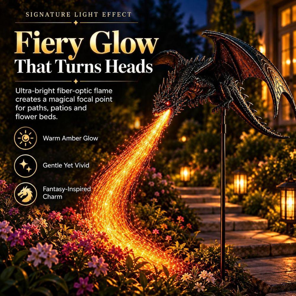 Solar Powered Solar Dragon Fire Garden Light Resin Solar Garden Light for Lawn Yard Patio Decor