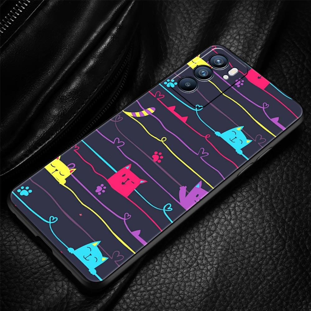 Abstract Creative Cat Line Phone Case For Oppo Reno 13 12 11 10 7 F Find X5 X6 A98 A80 A79 A78 A57 A54 A31 A17 Pro 5G Soft TPU