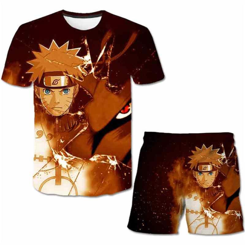 Mode 3D Vêtements Enfants 2 Pièces Ensemble Naruto Imprimer + Short Pantalon Vêtements 4-14 Ans Enfants Garçon Costume À Manches Courtes Tenue