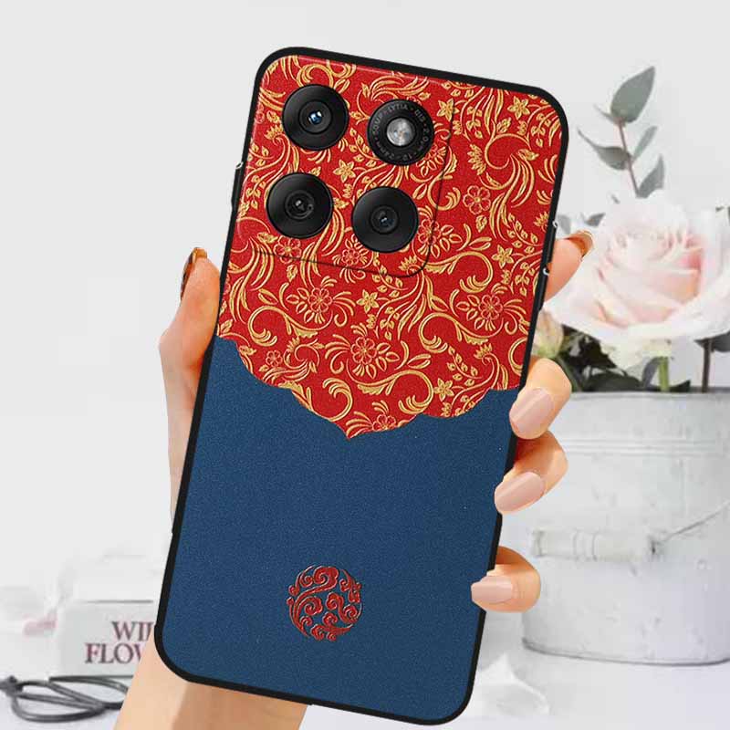 3D Emboss Cases For Edge 60 Fusion / Edge 60 Pro Relief Embossed Retro Silicone Back Cover For Edge 60 Stylus Black Funda 60 Pro