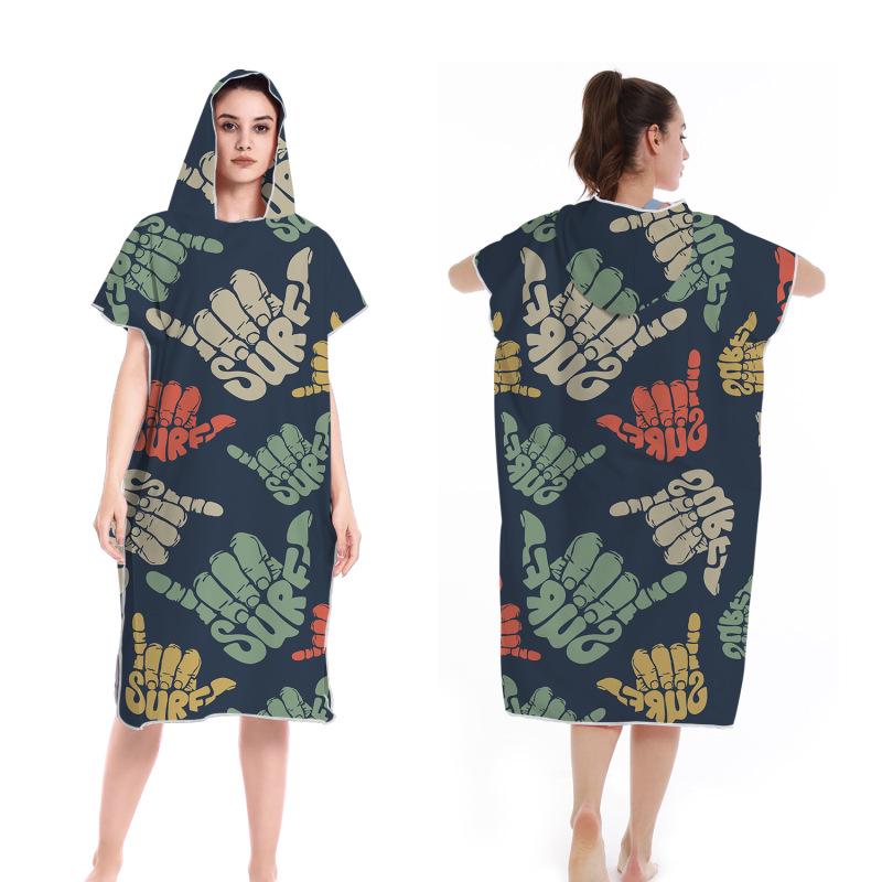 2025 Quick-Dry Hooded Swim Poncho with Zipper - Portable Bathrobe and Beach Towel