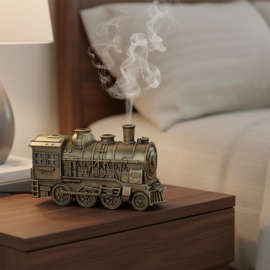 300ML Vintage Steam Train Air Diffuser Humidifier with 2-Color LED Light Essential Oil Diffuser Aromatherapy Diffuser Home Decor