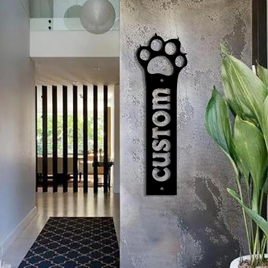 Custom Dog Paw Address Metal Sign, House Number Plaque, Garden Stake Decor