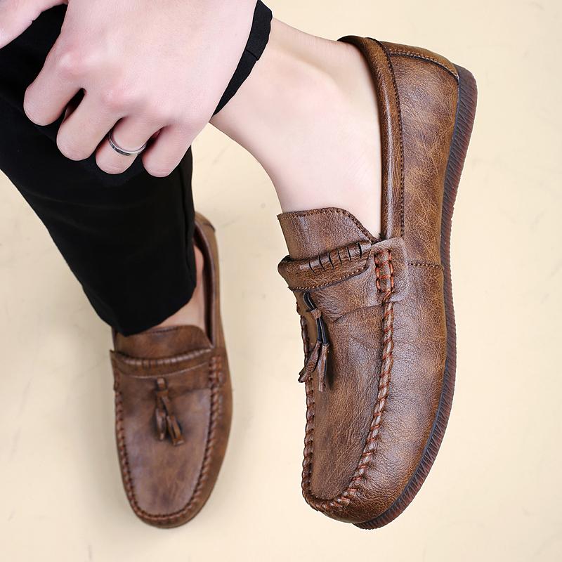 2025 Quasten Penny Loafer Herren Freizeitschuhe Atmungsaktive Herren Mokassins Leder Slipper Flache Leichte Herren Fahrschuhe