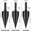 4Pcs 32/42mm Firewood Splitter Drill Bit Round/Hex/Triangle Shank Wood Cone Reamer Punch Driver Step Drill Bit Woodworking Tool