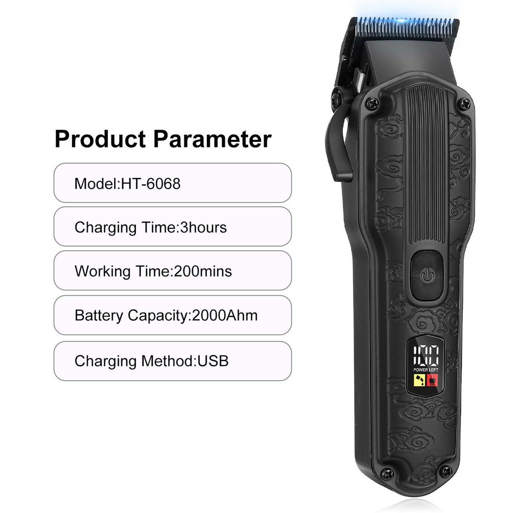 Professional Stainless Steel Hair Clipper - IPX7 Waterproof Trimmer with 0.8-2mm Taper Control & 8 Guide Combs