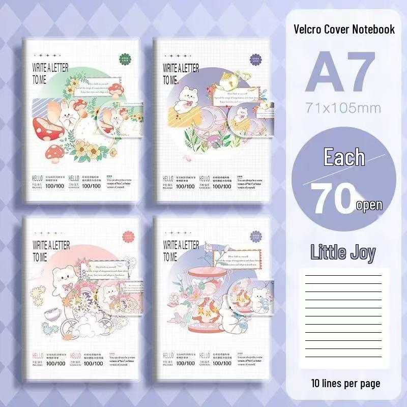Cartoon A7 Mini Sleeve Notebook - Student Stationery, Encouragement Prize, 100k Lined Mini Buckle Notebook. 75x110