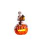 LED Light Up Pumpkin Skeleton Figurine Halloween Tabletop Decoration with Lantern for Indoor Outdoor Festival Display Prop
