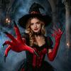 Festival Performance Accessories 1 Pair Halloween Ghost Claw Gloves, Long Fingernail Witch Costume Scary Cosplay Handwear Accessory, Dark Party
