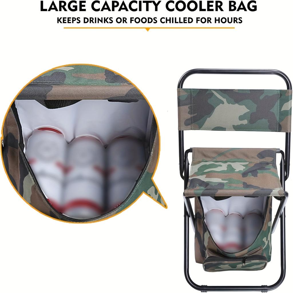 Portable Folding Camping Chair, Lightweight Backrest Stool Compact Folding Chair Seat, Outdoor Backrest Stool with Folding Bag