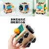 Wooden Bus Design Steering Wheel Color Buttons Children Puzzle Toys With Lights For Kids