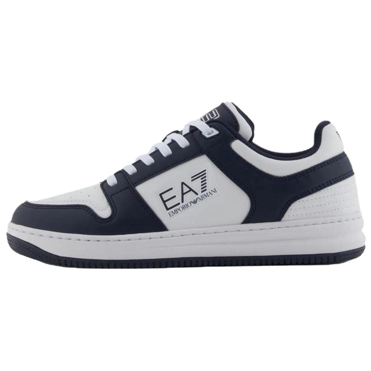 

Emporio Armani EA7 Кроссовки-кеды унисекс с блоками цвета, перфорированные, с круглым носком, на плоской подошве, низкие синие 7X000345AF11988MZ069 42⅔