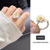 Adjustable Open Ring With Lotus Golden Design Perfect For Womens Daily Wear Birthday Gifts