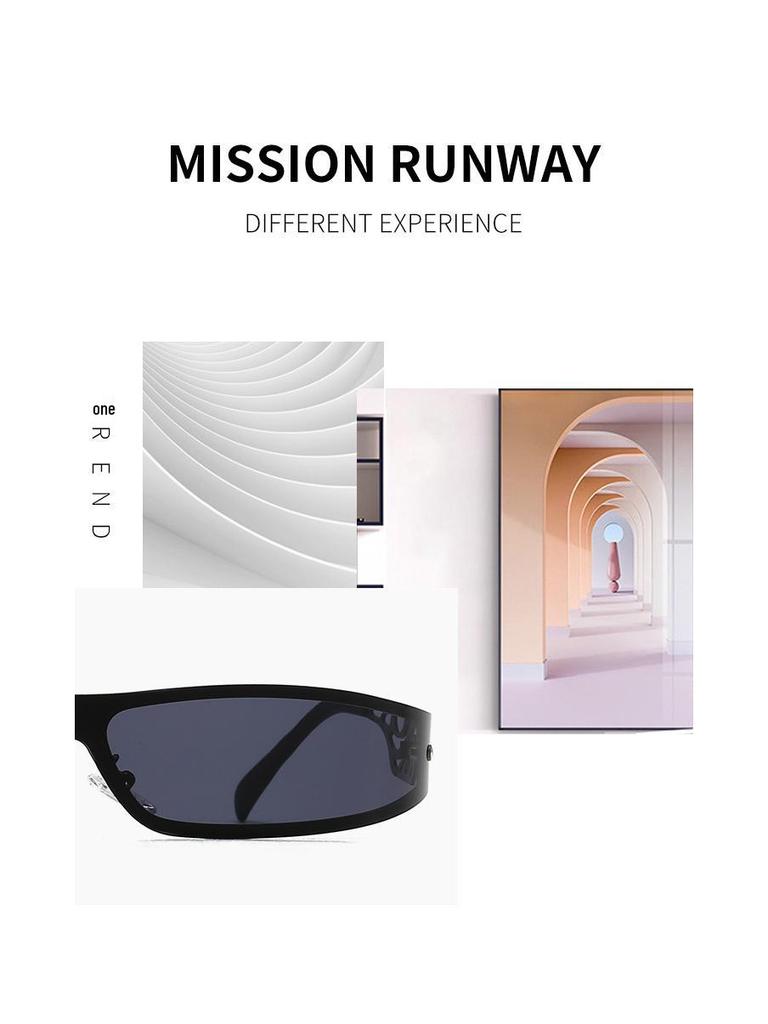 Y2K Punk One-Piece Sunglasses for Men & Women - Trendy European & American Style with Hollow Carved Temples
